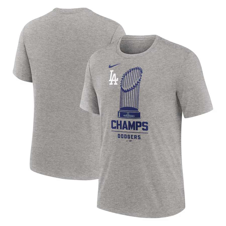 Men Los Angeles Dodgers 2024 MLB World Series Champions grey T shirts